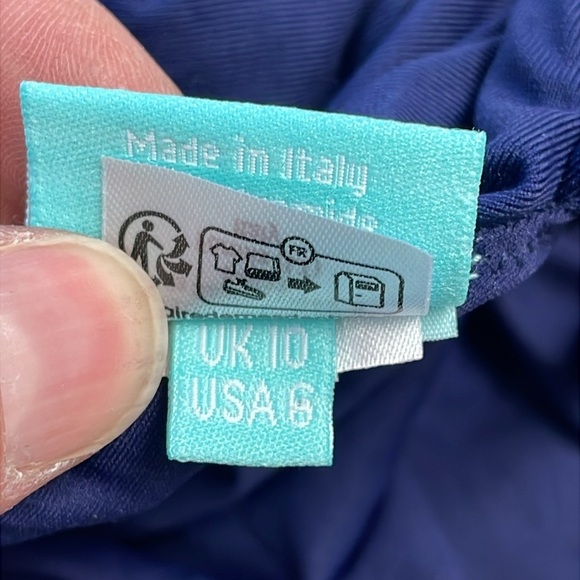 New Melissa Odabash Havana Navy Blue One Piece Swim Suit Ruched Sz 6 - Picture 9 of 14